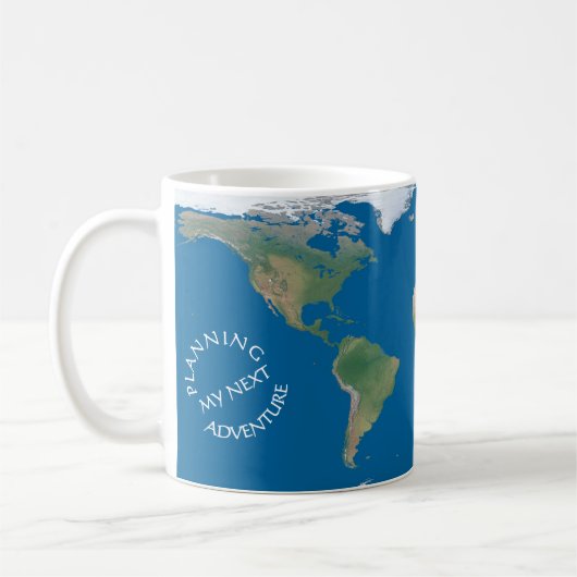 世界地図 - 次の冒険を計画中 - カスタムデザイン コーヒーマグカップ (左)