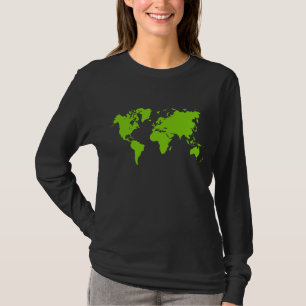 世界地図-火星人の緑 Tシャツ
