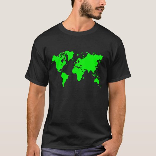 世界地図-緑 Tシャツ (正面)