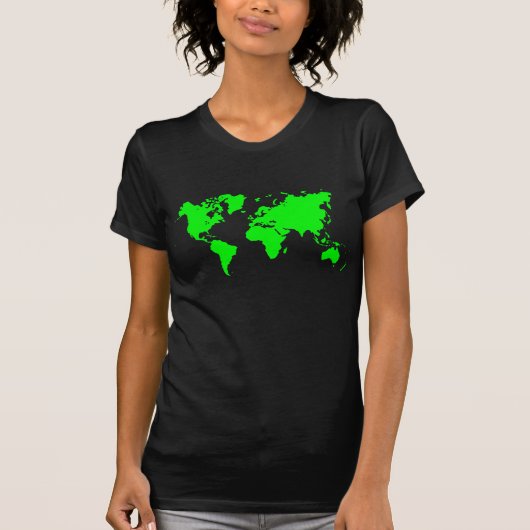 世界地図 – 緑 Tシャツ (正面)