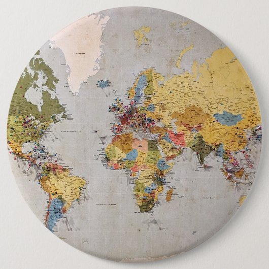 世界地図 缶バッジ (正面)