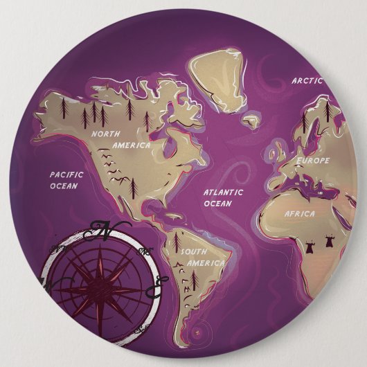世界地図 缶バッジ (正面)