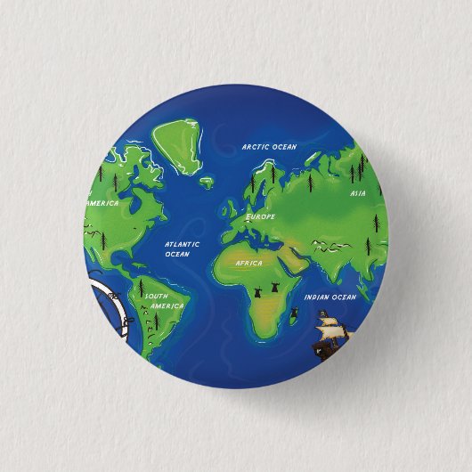 世界地図 缶バッジ (正面)