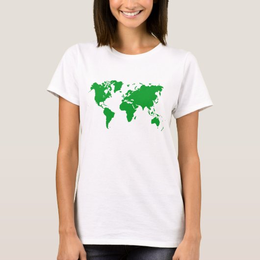 世界地図 – 草の緑 Tシャツ (正面)