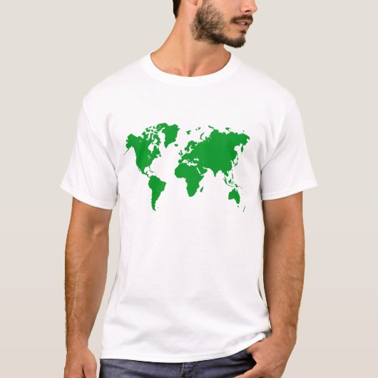 世界地図 – 草の緑 Tシャツ (正面)