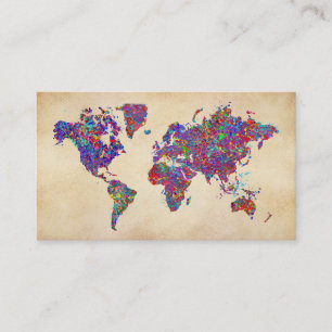世界地図、行為の絵画 名刺