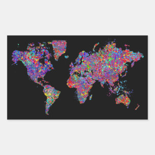 世界地図、行為の絵画 長方形シール
