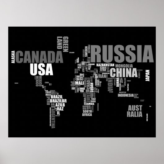 世界地図(言葉) ポスター (正面)