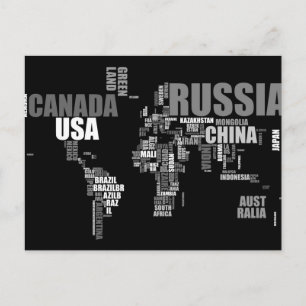 世界地図(言葉) ポストカード