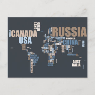 世界地図(言葉) ポストカード