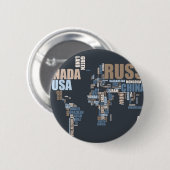 世界地図（言葉） 缶バッジ (正面&裏面)