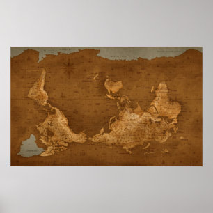 世界地図-逆さまに ポスター