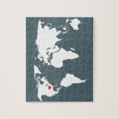 世界地図。 青および白 ジグソーパズル (縦)