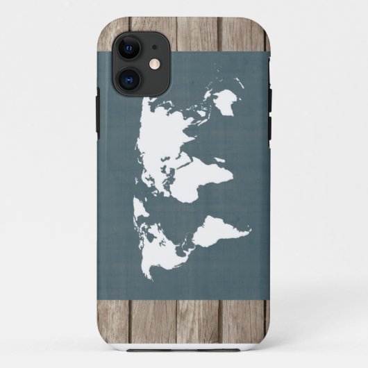 世界地図。 青および白 Case-Mate iPhoneケース (裏面)