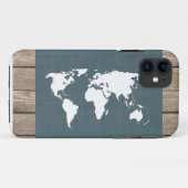 世界地図。 青および白 Case-Mate iPhoneケース (裏面(横))