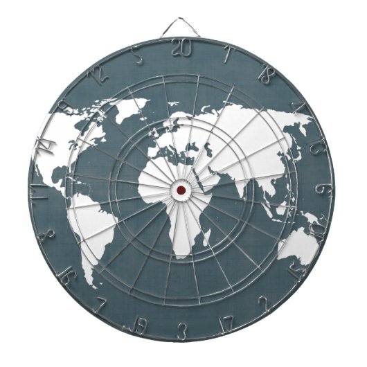 世界地図。青と白 ダーツボード (正面)