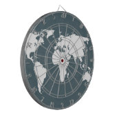 世界地図。青と白 ダーツボード (正面左)