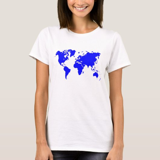世界地図 – 青 Tシャツ (正面)