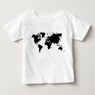 世界地図-黒 ベビーTシャツ