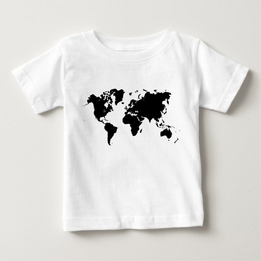 世界地図-黒 ベビーTシャツ (正面)