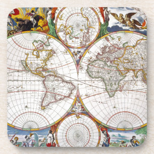 世界地図、17世紀 コースター