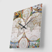 世界地図, 17世紀 スクエア壁時計 (傾斜)