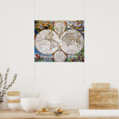 世界地図， 17世紀 ポスター (キッチン)