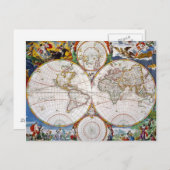 世界地図, 17世紀 ポストカード (正面/裏面)