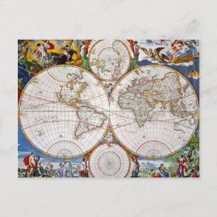 世界地図, 17世紀 ポストカード