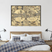 世界地図(1702) キャンバスプリント (インサイチュ (寝室))