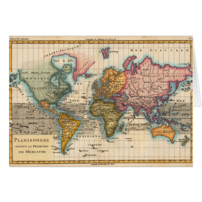 世界地図 1780 Bonne アンティーク プラニスフィア (正面横)