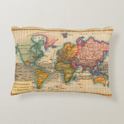 世界地図 1780 Bonne アンティーク プラニスフィア アクセントクッション (裏面)
