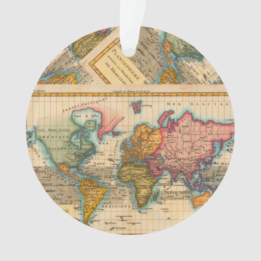 世界地図 1780 Bonne アンティーク プラニスフィア オーナメント (正面)