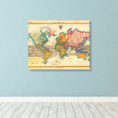 世界地図 1780 Bonne アンティーク プラニスフィア キャンバスプリント (インサイチュ (ウッドフロア))