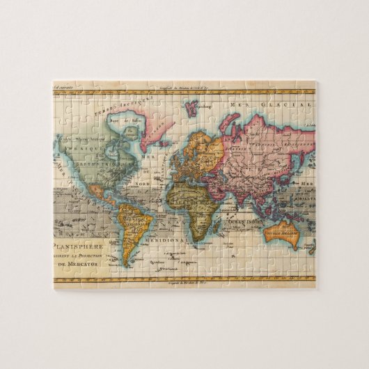 世界地図 1780 Bonne アンティーク プラニスフィア ジグソーパズル (横)