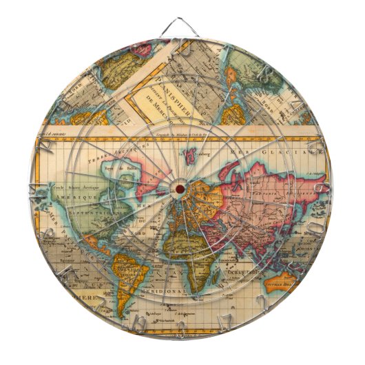 世界地図 1780 Bonne アンティーク プラニスフィア ダーツボード (正面)