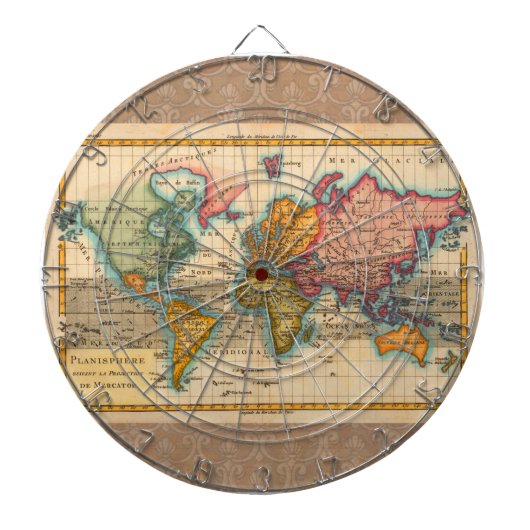 世界地図 1780 Bonne アンティーク プラニスフィア ダーツボード (正面)