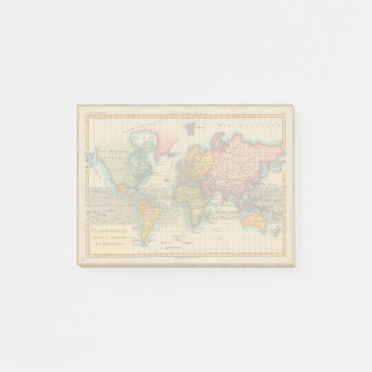世界地図 1780 Bonne アンティーク プラニスフィア ポストイット (正面)