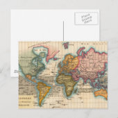 世界地図 1780 Bonne アンティーク プラニスフィア ポストカード (正面/裏面)