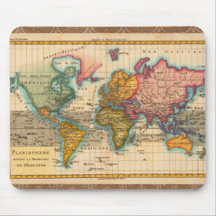 世界地図 1780 Bonne アンティーク プラニスフィア マウスパッド