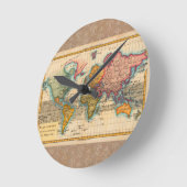 世界地図 1780 Bonne アンティーク プラニスフィア ラウンド壁時計 (傾斜)
