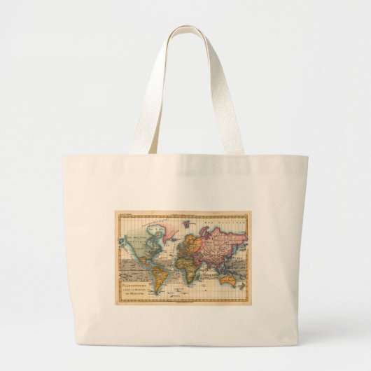世界地図 1780 Bonne アンティーク プラニスフィア ラージトートバッグ (正面)