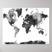 世界地図BLACK and WHITE ポスター (正面)