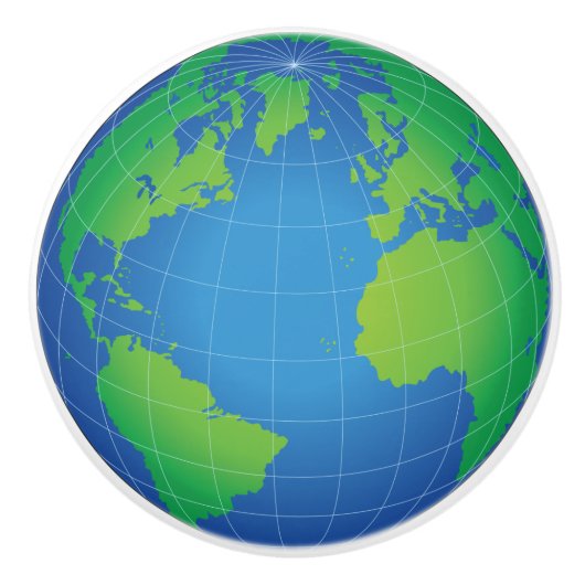 世界地球儀の地図 セラミックノブ (正面)