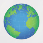 世界地球儀の地図 ラベル (デザイン2)