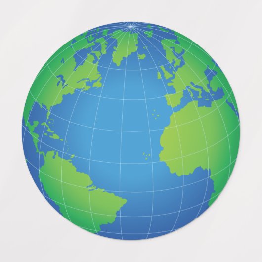 世界地球儀の地図 ラベル (デザイン2)