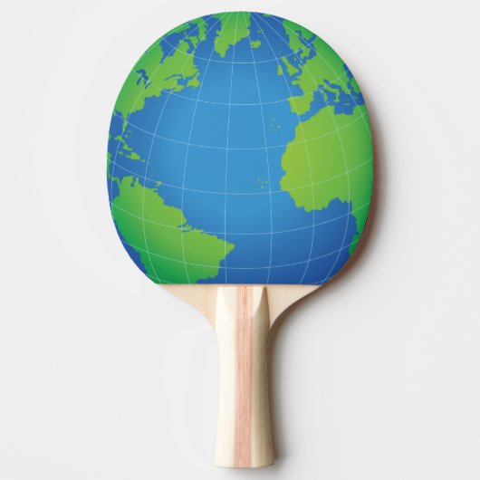 世界地球儀の地図 卓球ラケット (正面)