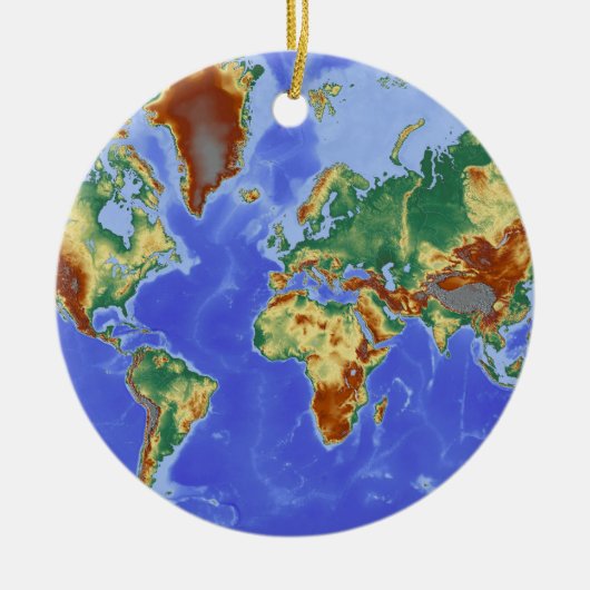 世界地理地国際的図 セラミックオーナメント (正面)
