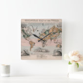 世界地質図 スクエア壁時計 (ホーム)