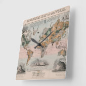 世界地質図 スクエア壁時計 (傾斜)